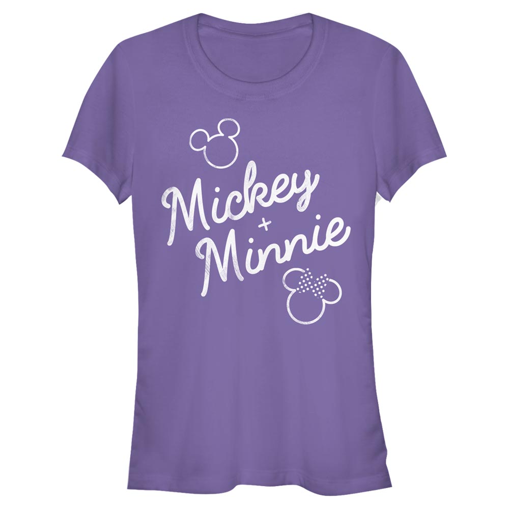 Disney - Mickey Mouse - Mickey & Minnie Signed Together - Femme T-shirt - Pourpre - Devant