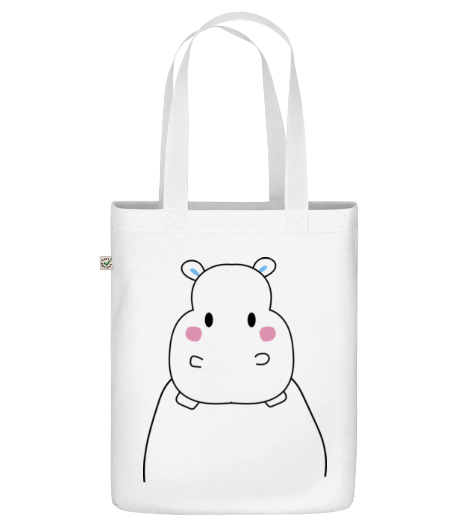 Hippopotame Mignon - Sac en toile bio - Blanc - Devant