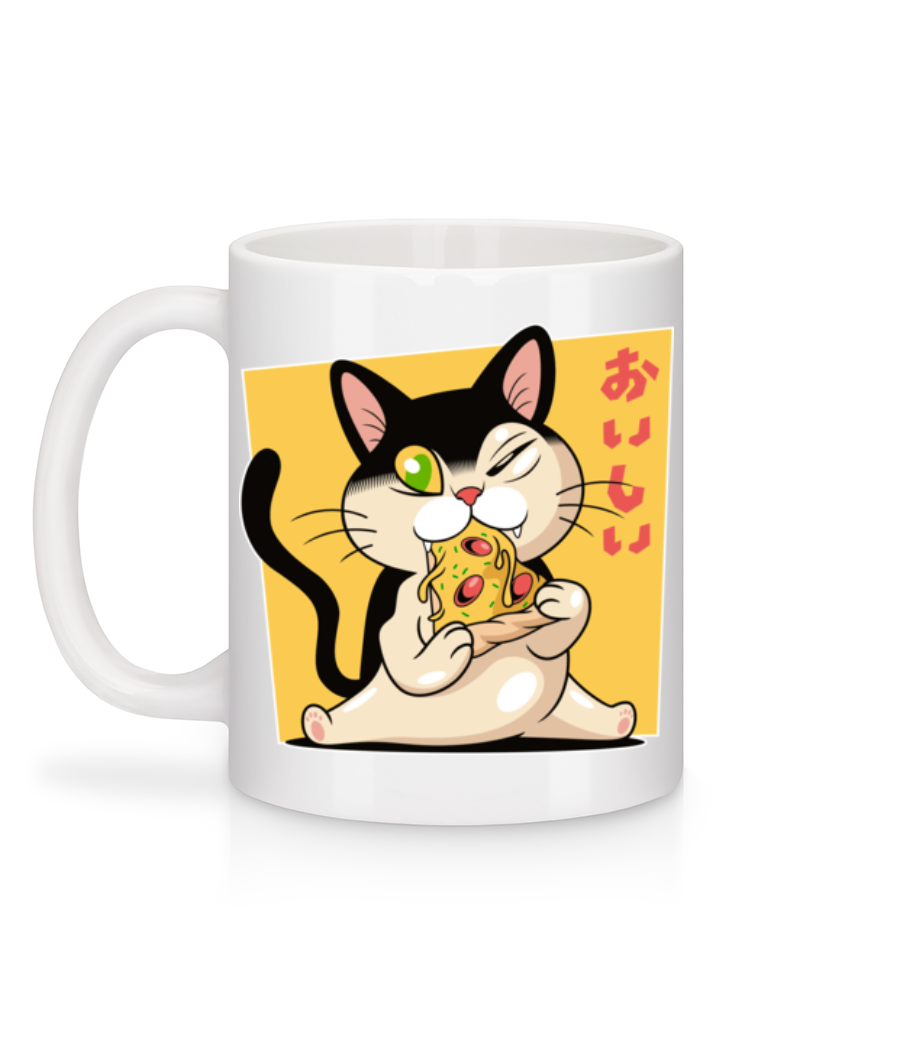 Aperçu: Pizza Cat - Mug en céramique blanc - Blanc - Derrière