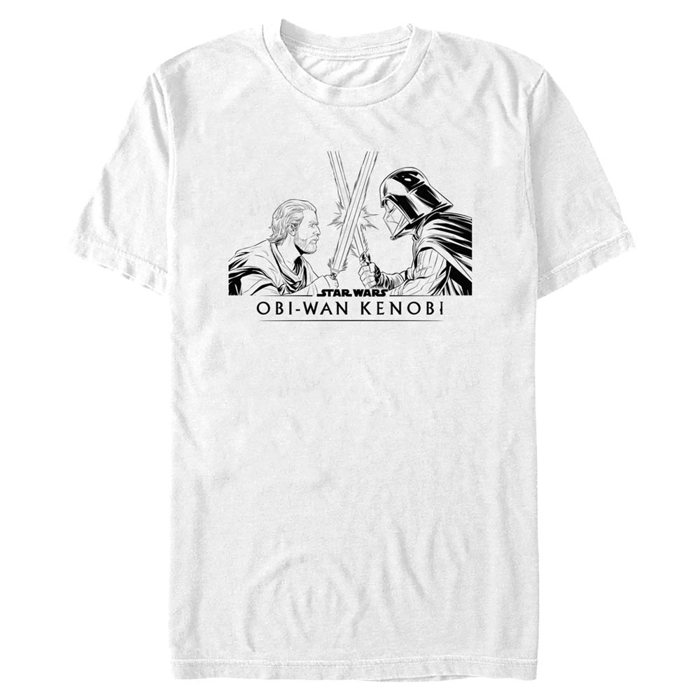 Vorschau: Star Wars - Obi-Wan Kenobi - Obi-Wan Kenobi & Darth Vader Obi Clash - Männer T-Shirt - Weiß - Vorne
