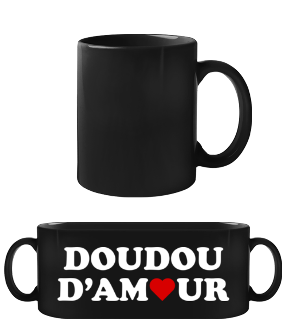 Aperçu: Doudou D’amour Saint Valentin Mignon - Tasse Noire - Noir - Devant