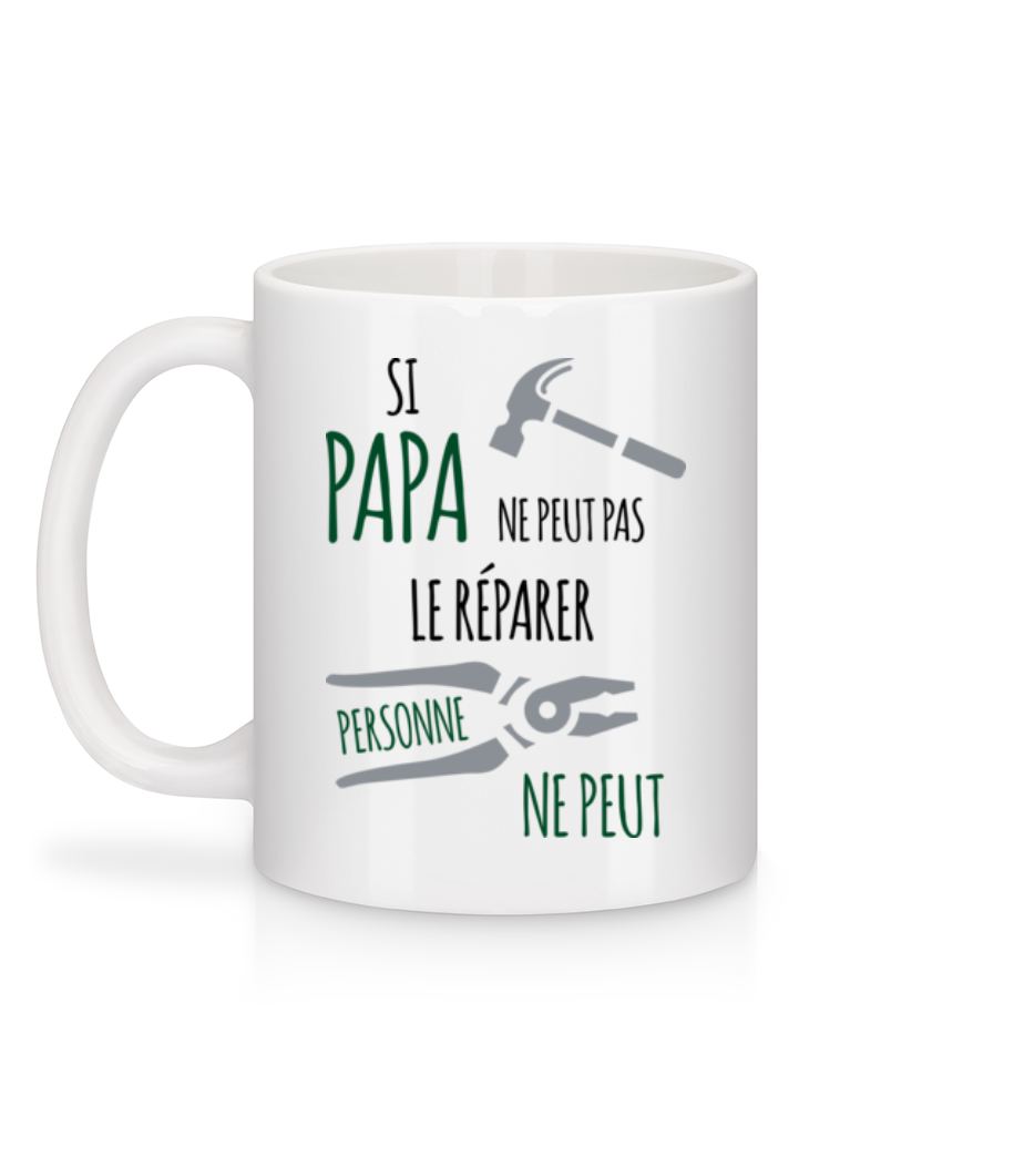 Aperçu: Si Papa Ne Peut Pas Réparer - Mug en céramique blanc - Blanc - Derrière