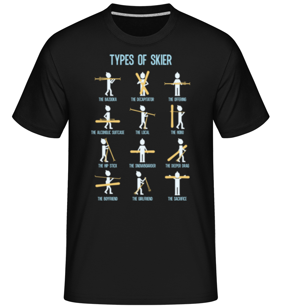 Aperçu: Types Of Skier -  T-Shirt Shirtinator homme - Noir - Devant