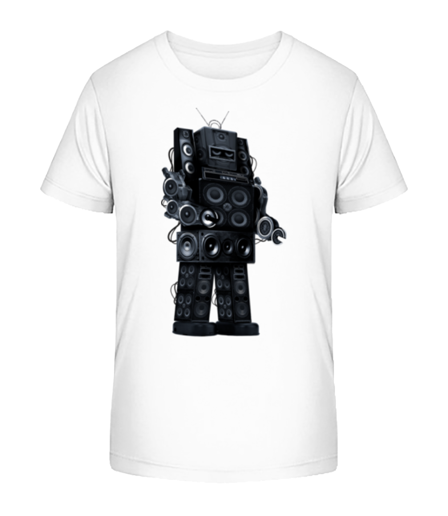 Vorschau: Ghettoblaster Roboter - Kinder Bio T-Shirt Stanley Stella 2.0 - Weiß - Vorne