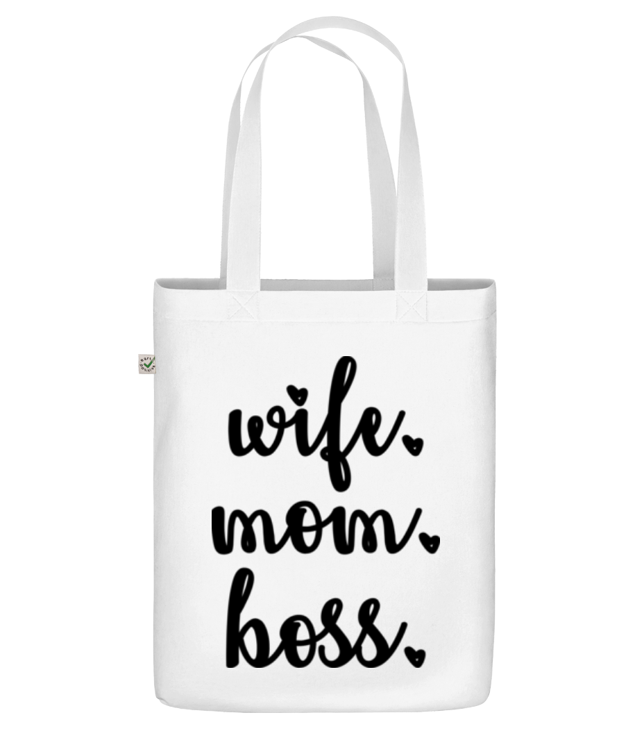 Aperçu: Motif Wife Mom Boss - Sac en toile bio - Blanc - Devant