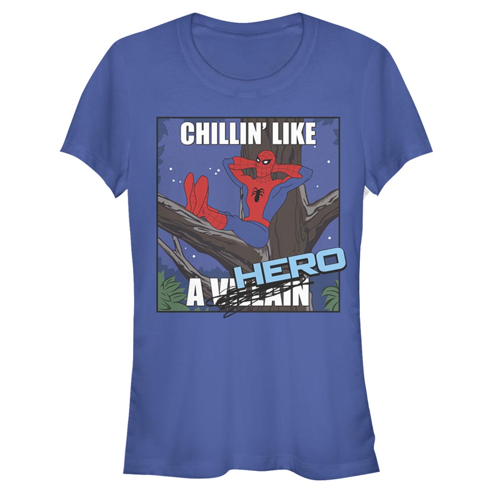 Aperçu: Marvel - Spider-Man - Spider-Man Chillin Hero - Femme T-shirt - Bleu royal - Devant