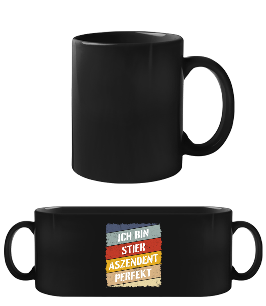 Stier Aszendent Perfekt Retro Stil - Schwarze Tasse - Schwarz - Vorne