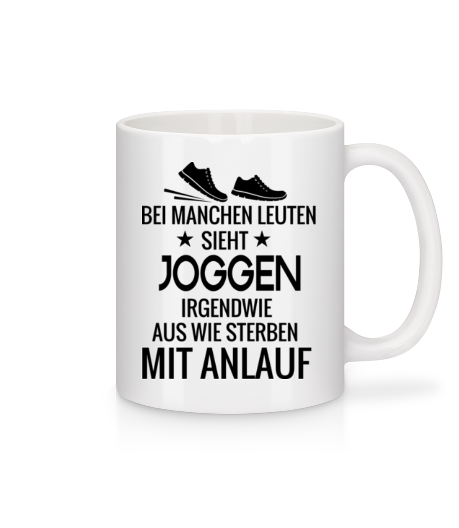 Vorschau: Joggen Sterben Mit Anlauf - Tasse - Weiß - Vorne