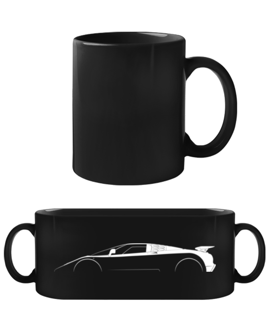 Aperçu: 'Bugatti EB110 SS' Silhouette - Tasse Noire - Noir - Devant