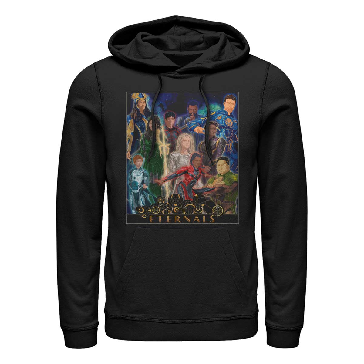 Aperçu: Marvel - Eternals - Photo de groupe Eternals Gold Frame Poster - Unisex Sweat à capuche - Noir - Devant