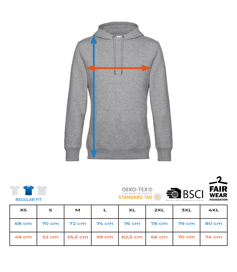 Beer Pong Champ - Sweat à capuche premium Unisexe - Tableau des tailles