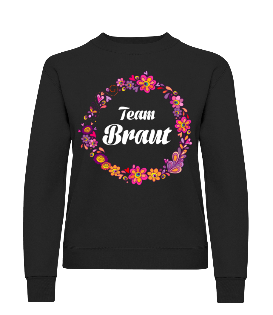JGA Team Braut Blumenkranz - Frauen Pullover - Schwarz - Vorne