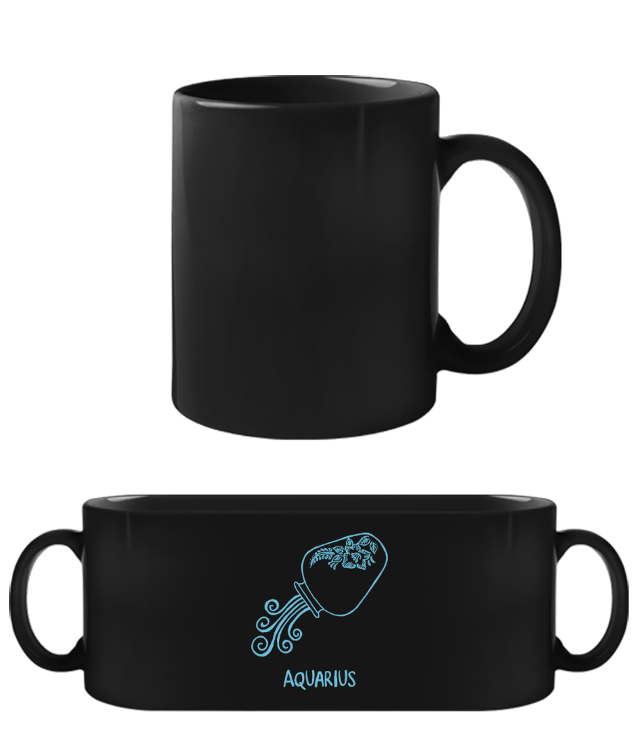 Scribble Style Zodiac Sign Aquarius · Tasse Noire