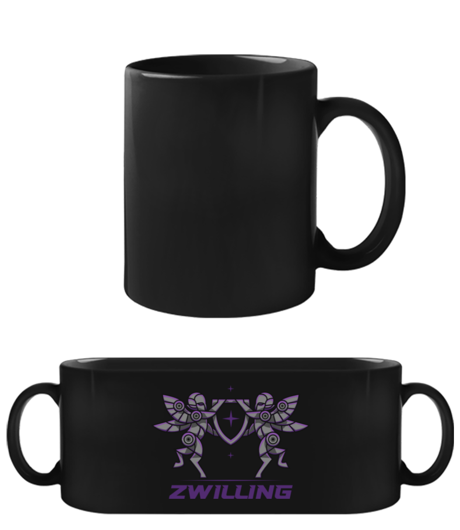 Mecha Roboter Sternzeichen Zwilling · Schwarze Tasse