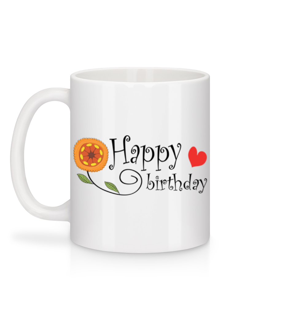 Happy Birthday Fleur - Mug en céramique blanc - Blanc - Derrière