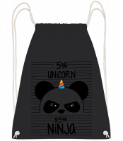 5% Unicorn 95% Ninja - Turnbeutel - Schwarz - Vorn 5% Unicorn 95% Ninja - Turnbeutel - Schwarz - Vorn