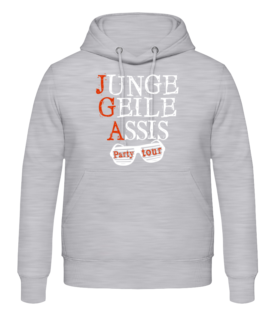 Junge Geile Assis JGA - Männer Hoodie - Grau meliert - Vorne