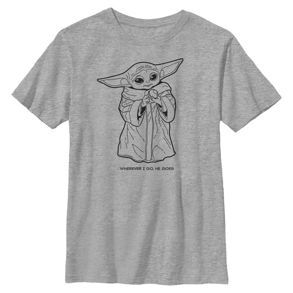 Vorschau: Star Wars - The Mandalorian - The Child Wherever I Go - Kinder T-Shirt - Grau meliert - Vorne
