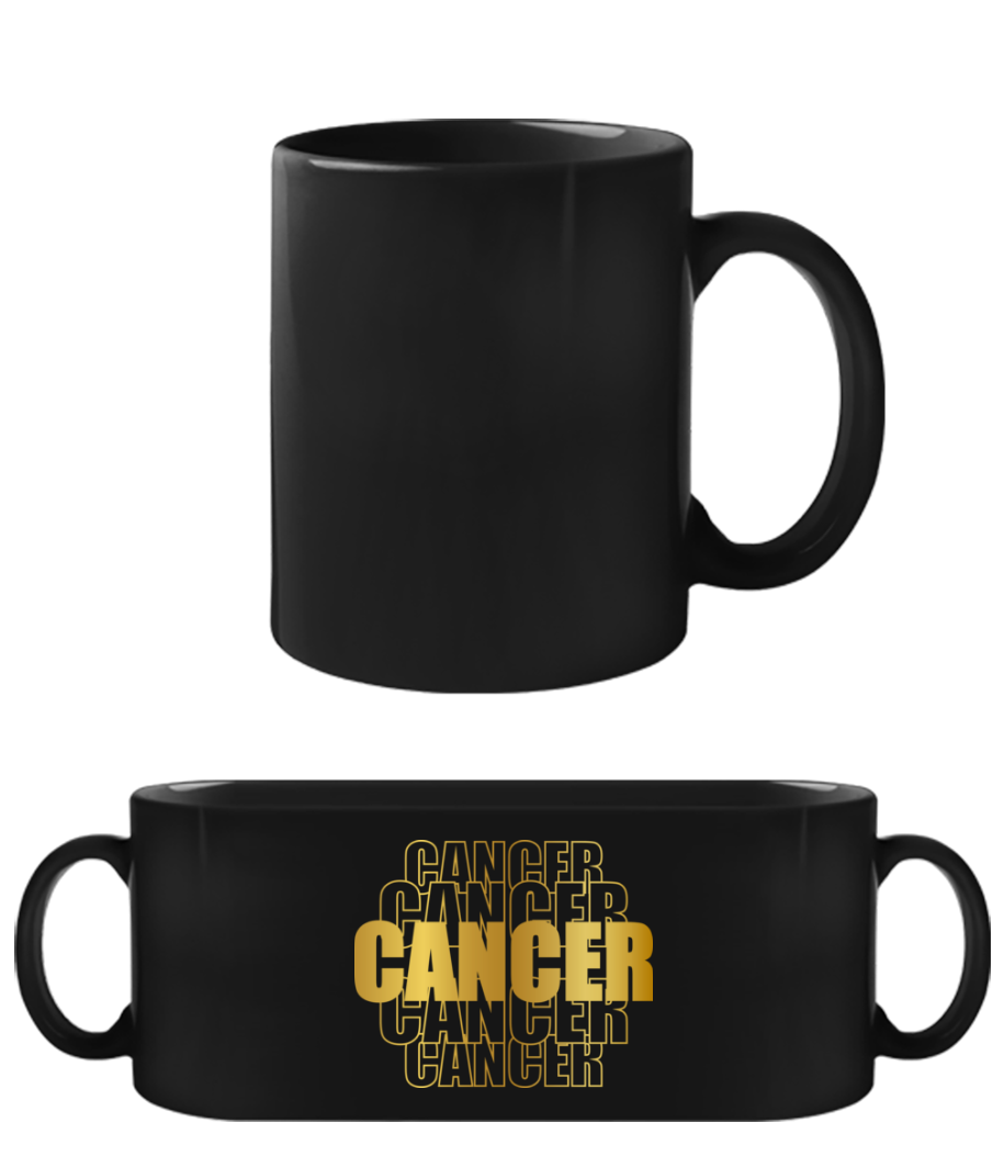 Écriture Doré Astrologique Cancer - Tasse Noire - Noir - Devant