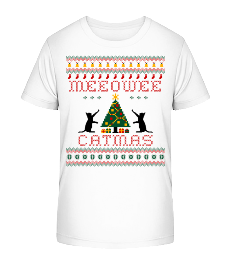 Aperçu: MEEOWEE Catmas - T-shirt bio Enfant Stanley Stella 2.0 - Blanc - Devant