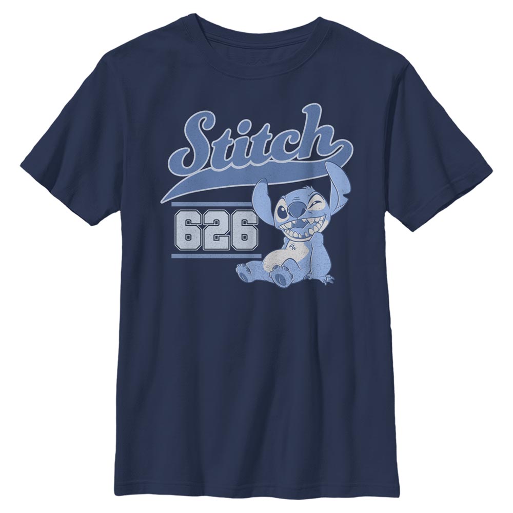 Disney Classics - Lilo & Stitch - Stitch Collegiate - Enfant T-shirt - Bleu marine - Devant
