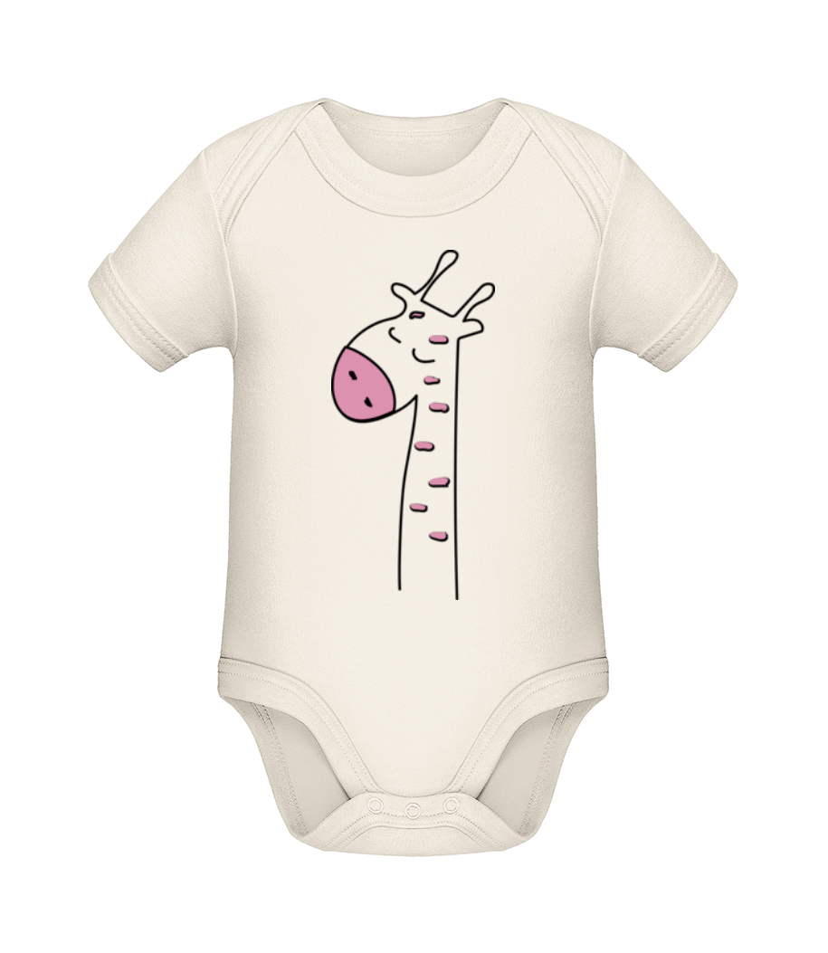 Girafe Mignonne - Body manches courtes bio - Crème - Devant