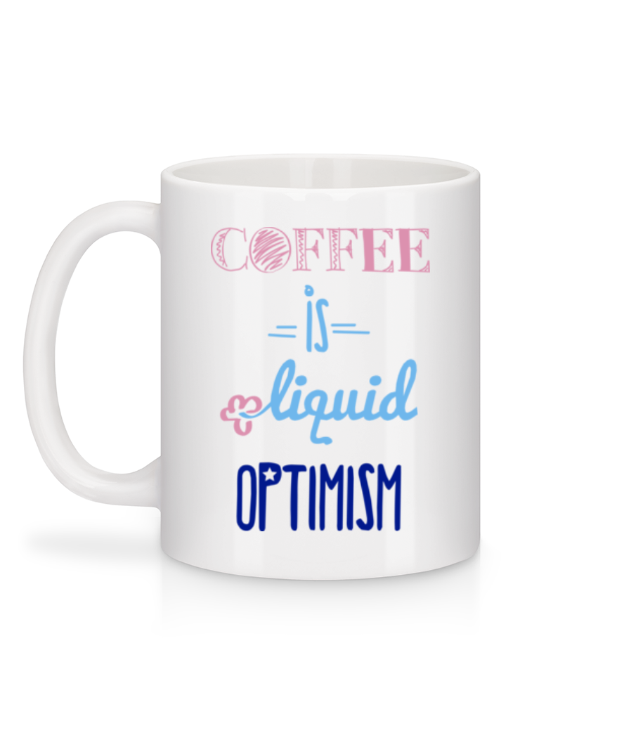 Coffee Is Liquid Optimism - Mug en céramique blanc - Blanc - Derrière