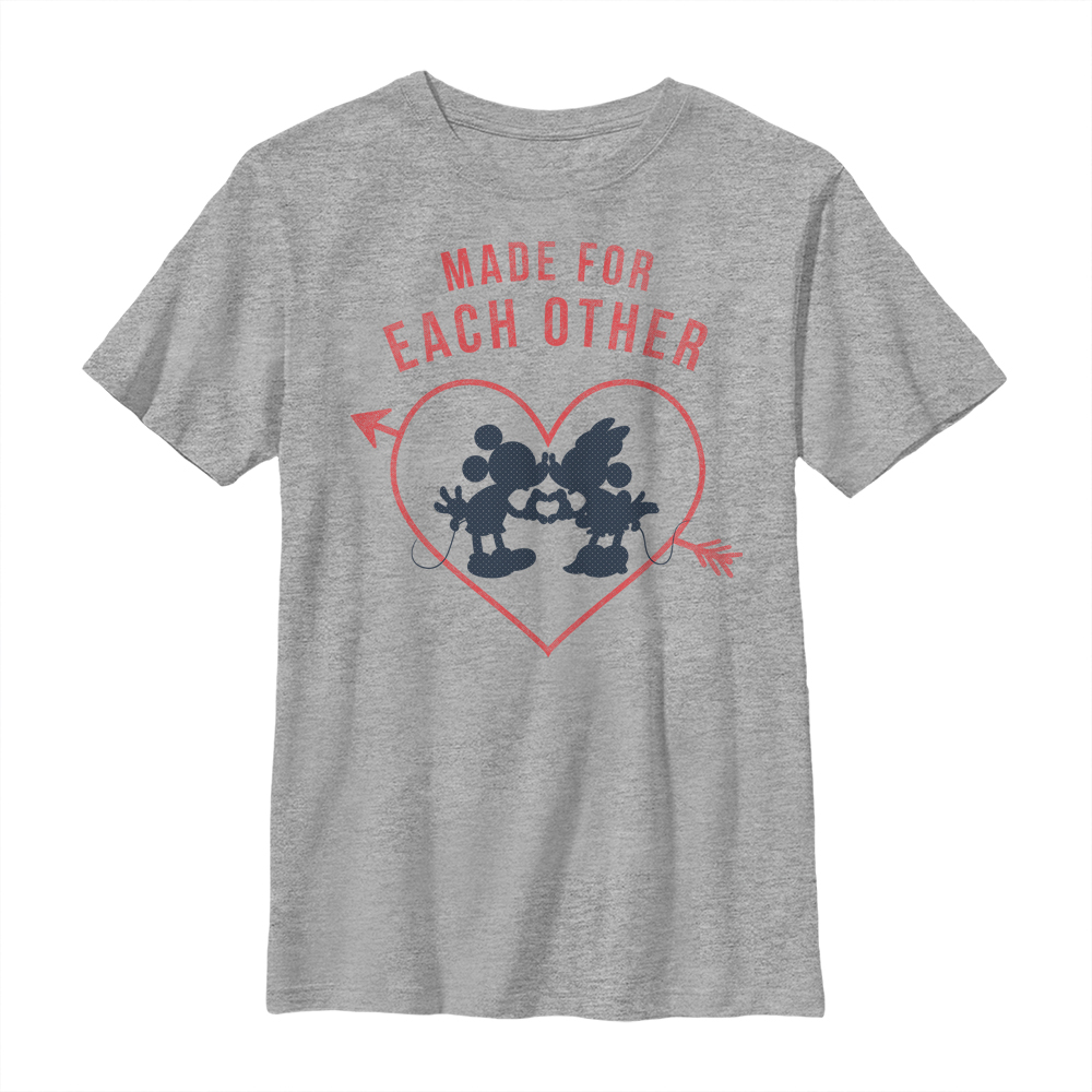 Disney Classics - Mickey Mouse - Mickey et Minnie Heart Polka Dot Silhouette - Valentine's Day - Enfant T-shirt