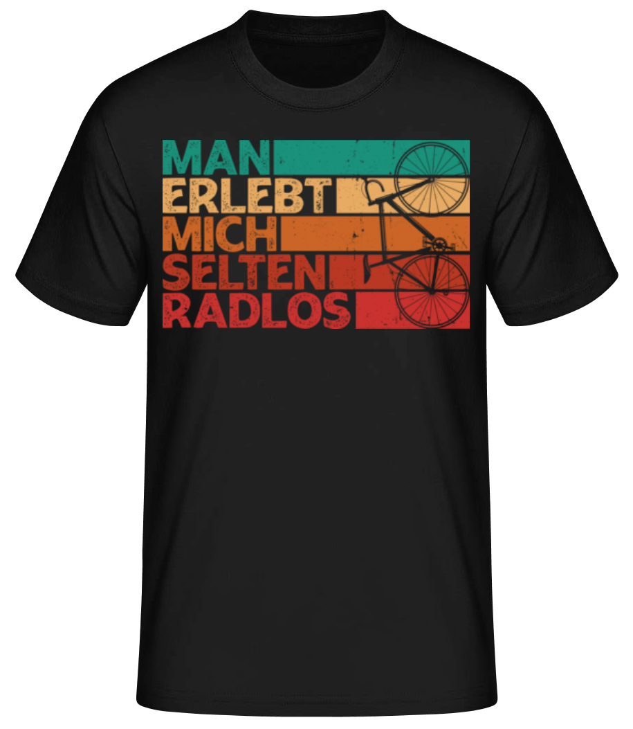 Vorschau: Man erlebt mich selten Radlos - Männer Basic T-Shirt - Schwarz - Vorne