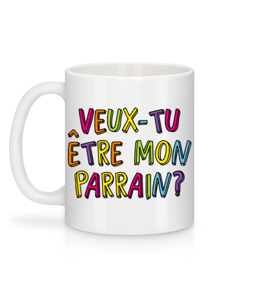Aperçu: Veux-tu Être Mon Parrain - Mug en céramique blanc - Blanc - Derrière