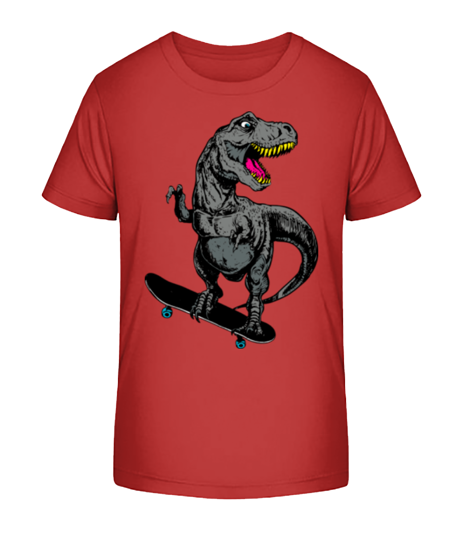 Aperçu: T-Rex Patineur - T-shirt bio Enfant Stanley Stella 2.0 - Rouge - Devant