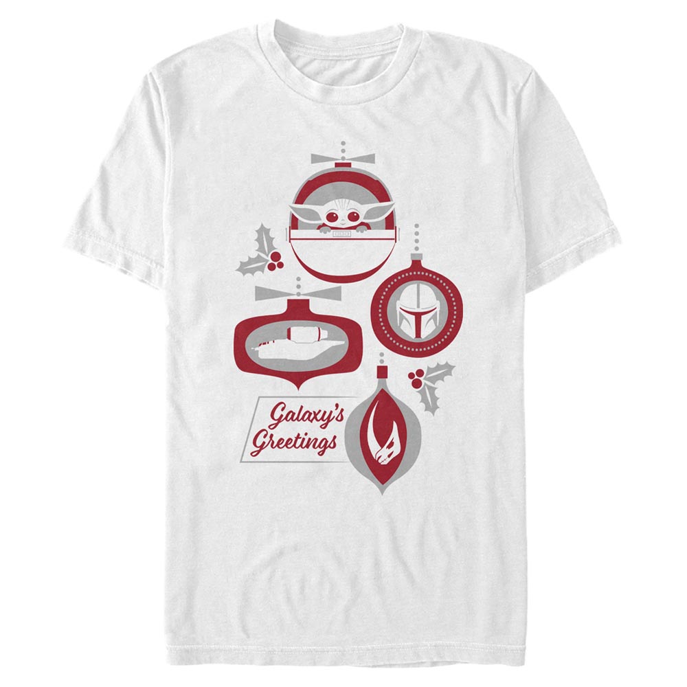 Aperçu: Star Wars - The Mandalorian - The Child Galaxys Greetings - Christmas - Homme T-shirt - Blanc - Devant