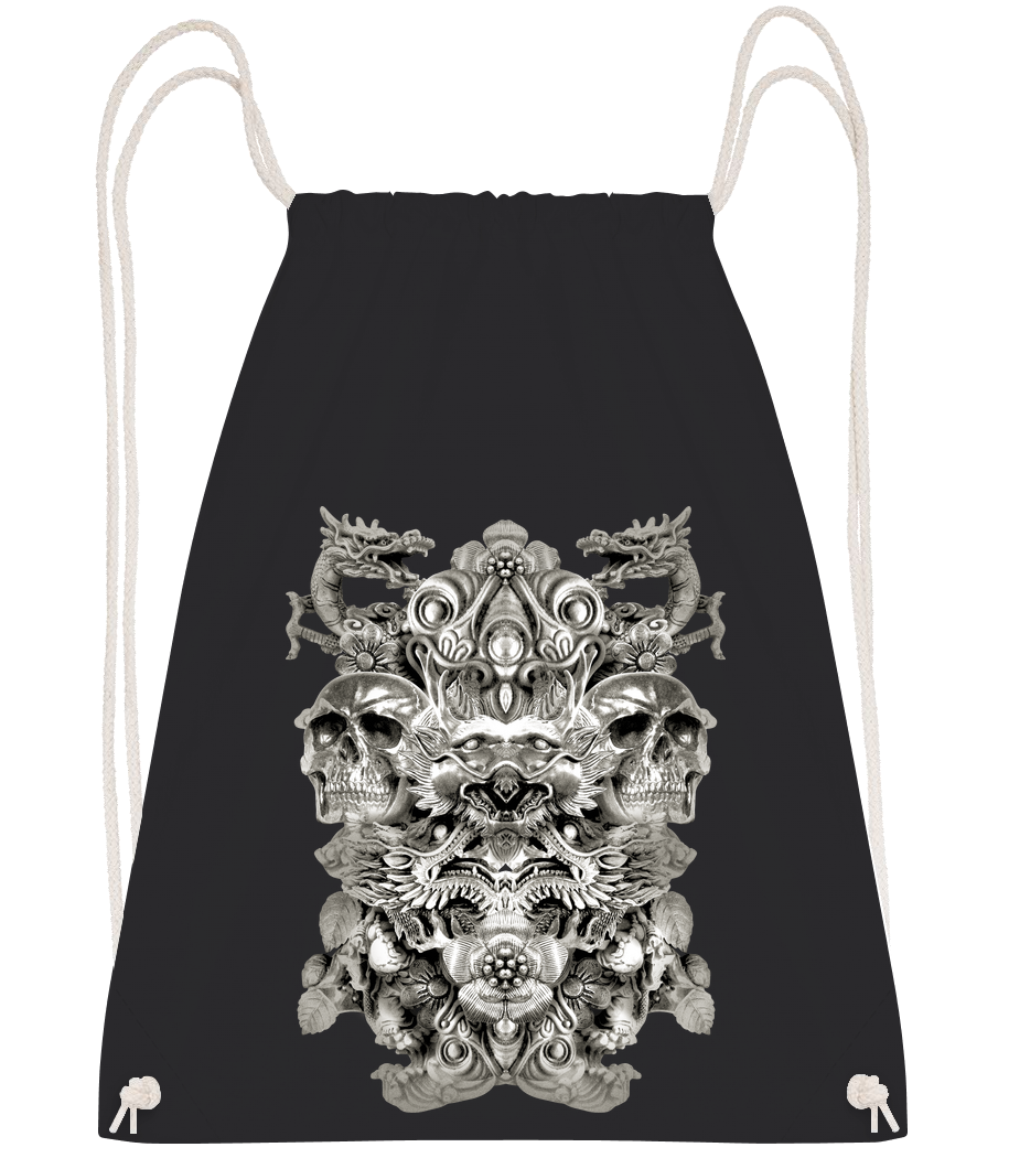 Dragons Et Crânes - Sac à dos Drawstring - Noir - Vorn