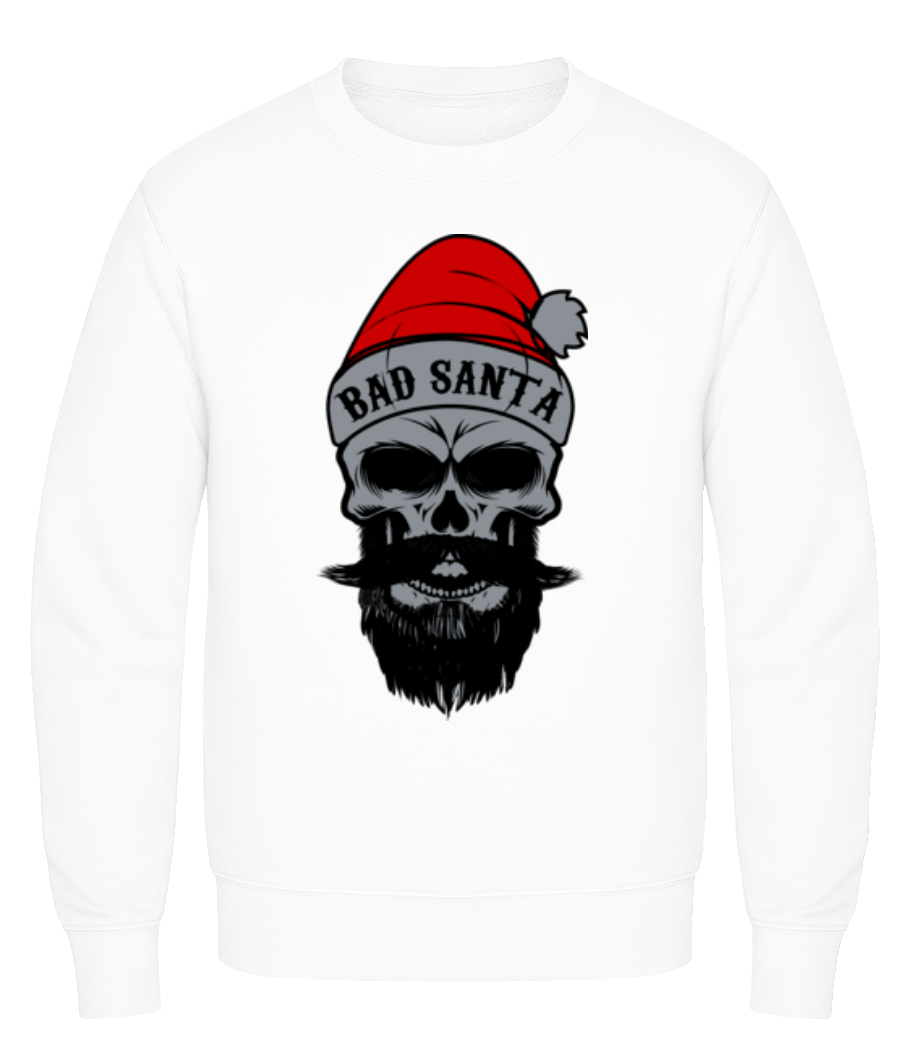 Vorschau: Bad Santa Skull - Männer Pullover - Weiß - Vorne