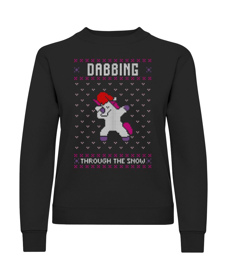 Aperçu: Dabbing Unicorn - Sweatshirt Femme - Noir - Devant
