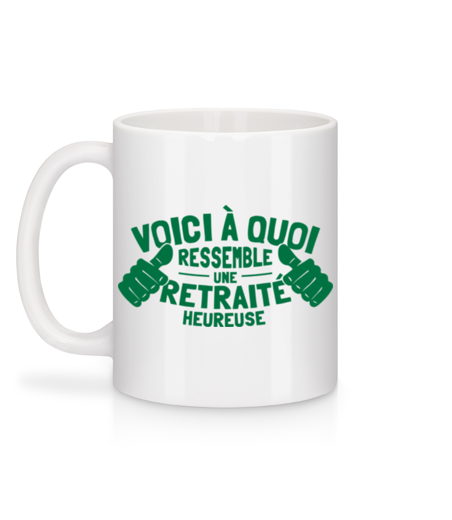 Une Retraitée Heureuse - Mug en céramique blanc - Blanc - Derrière