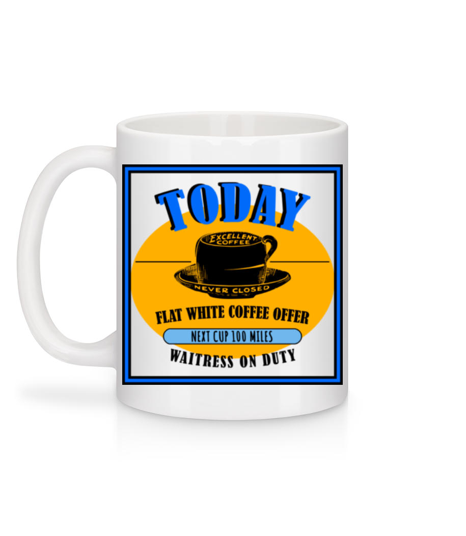 Flat White Coffee Offer - Mug en céramique blanc - Blanc - Derrière