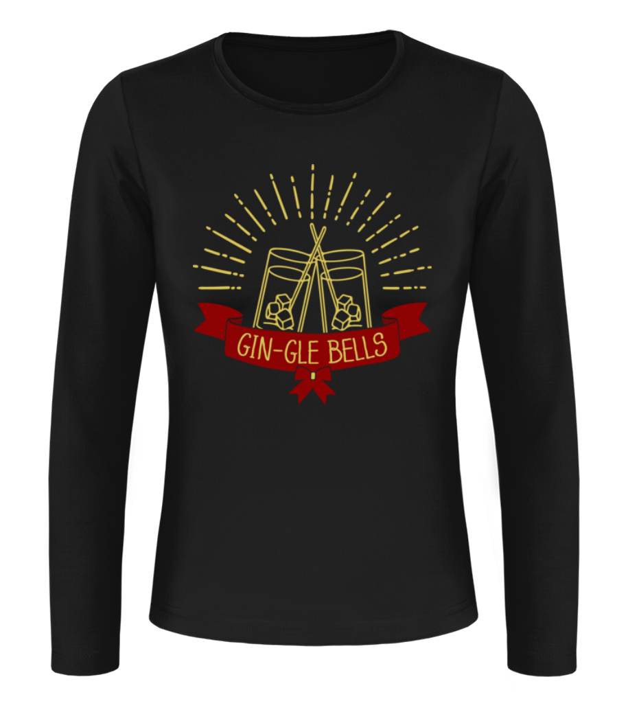 Vorschau: Gin-gle Bells - Frauen Longsleeve Basic - Schwarz - Vorne