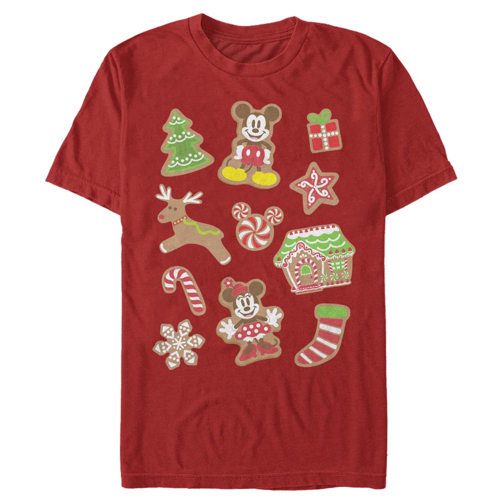 Aperçu: Disney Classics - Mickey Mouse - Mickey & Minnie Gingerbread Mouses - Christmas - Homme T-shirt - Rouge - Devant
