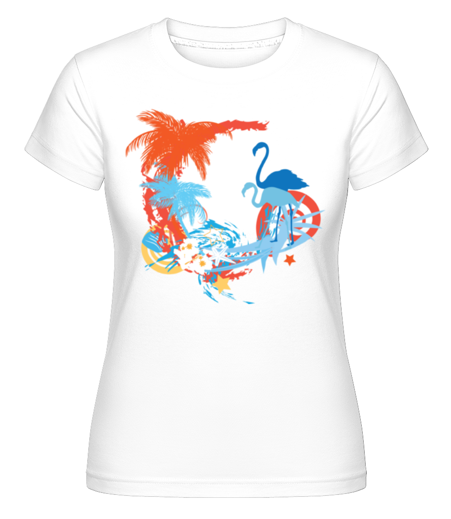 Flamingos In Paradise Blue/Orang ·  T-shirt Shirtinator femme