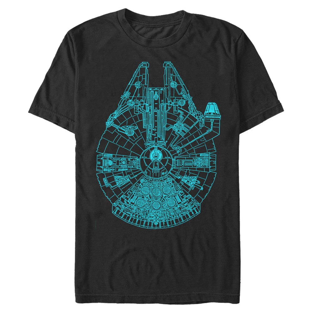 Aperçu: Star Wars - Millennium Falcon Blue Falcon - Homme T-shirt - Noir - Devant