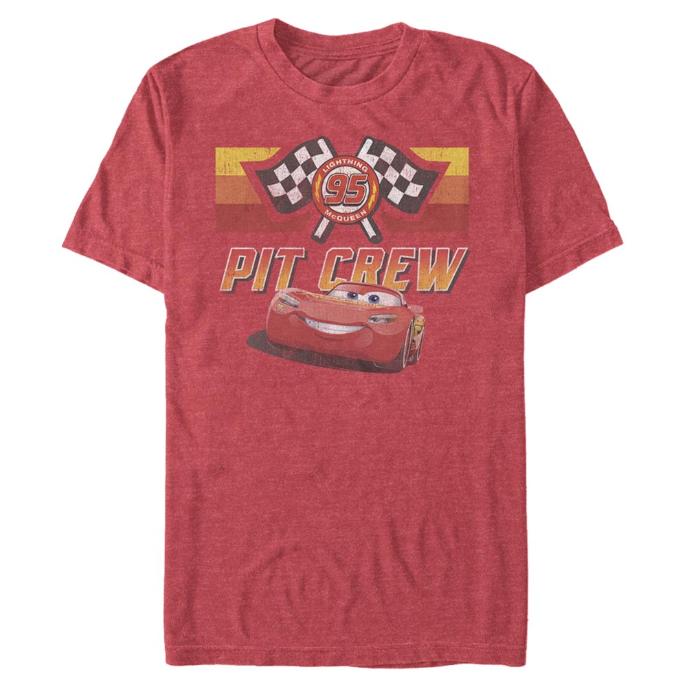 Aperçu: Pixar - Cars - Flash McQueen Pit Crew - Homme T-shirt - Rouge chiné - Devant
