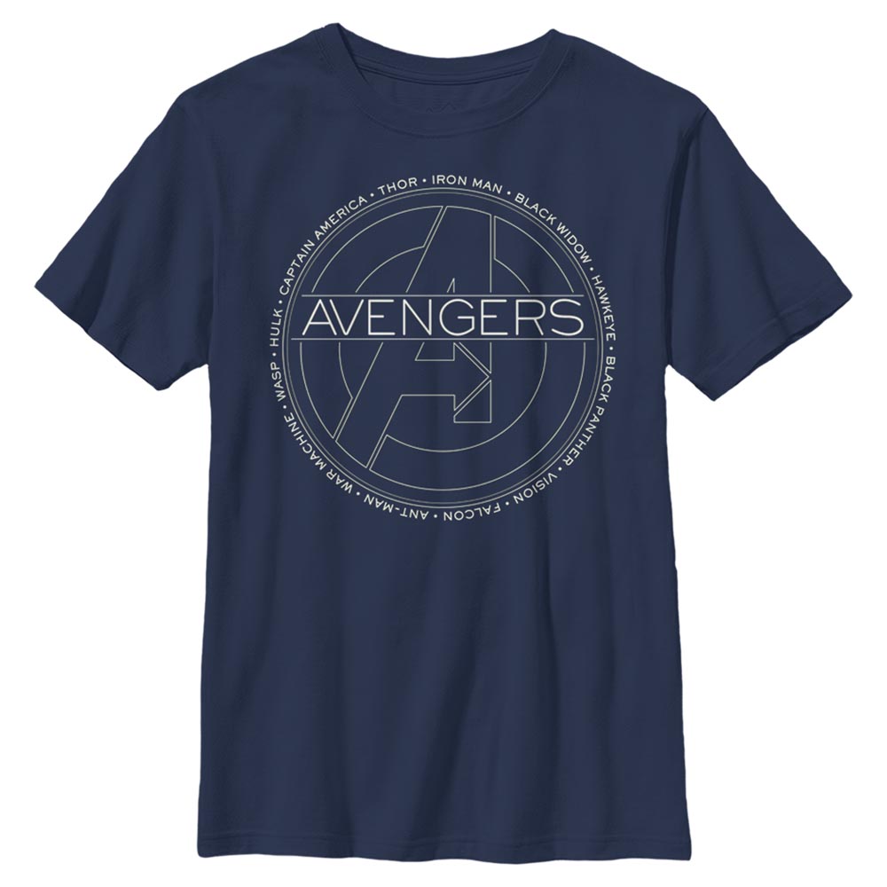 Aperçu: Marvel - Avengers - Logo Avengers Names - Enfant T-shirt - Bleu marine - Devant