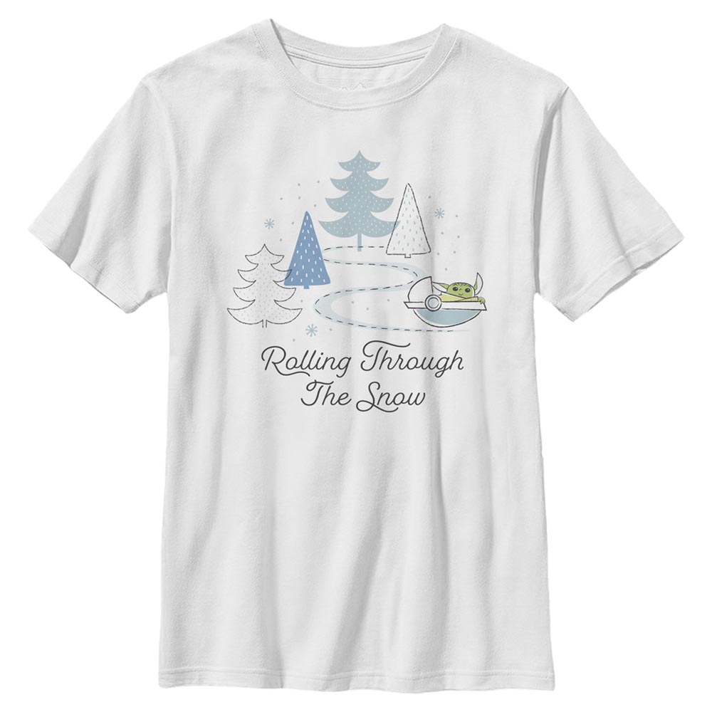 Aperçu: Star Wars - The Mandalorian - Grogu Rolling Through the Snow - Christmas - Enfant T-shirt - Blanc - Devant