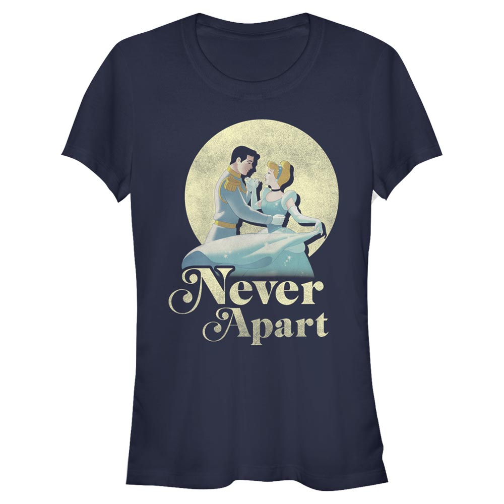 Aperçu: Disney - Cendrillon - Popelka & princ Never Apart - Valentine's Day - Femme T-shirt - Bleu marine - Devant