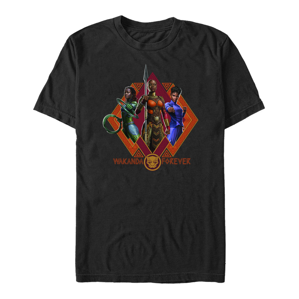 Aperçu: Marvel - Panthère noire Wakanda pour toujours - Photo de groupe Wakanda Forever Trio - Homme T-shirt - Noir - Devant