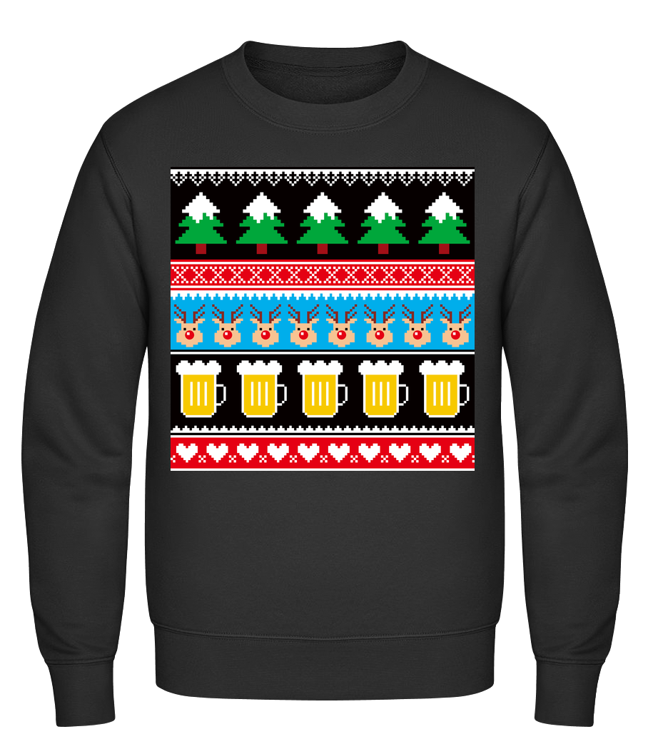 Aperçu: Ugly Christmas Symbols - Sweatshirt Homme - Noir - Vorn