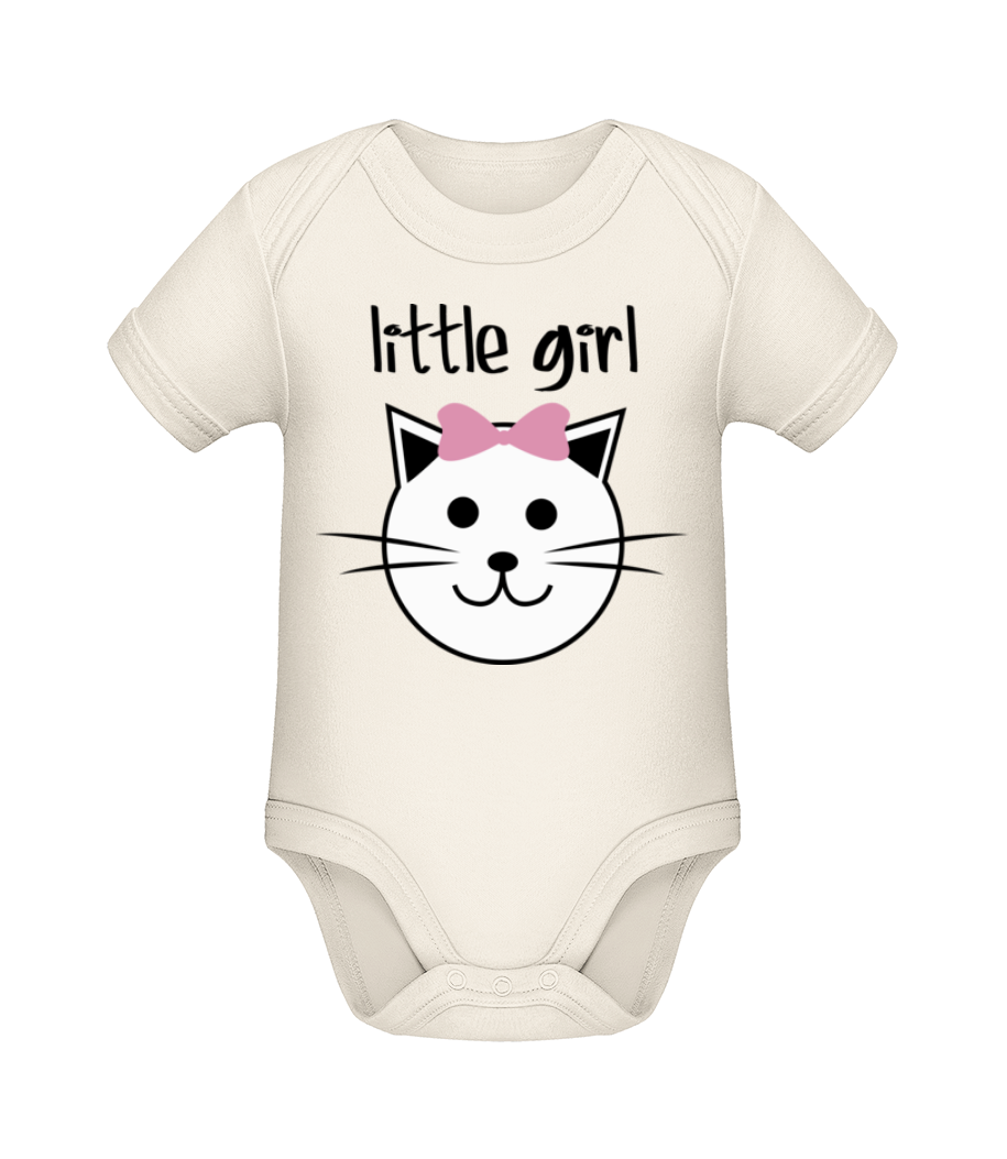 Aperçu: Little Girl - Chat - Body manches courtes bio - Crème - Devant