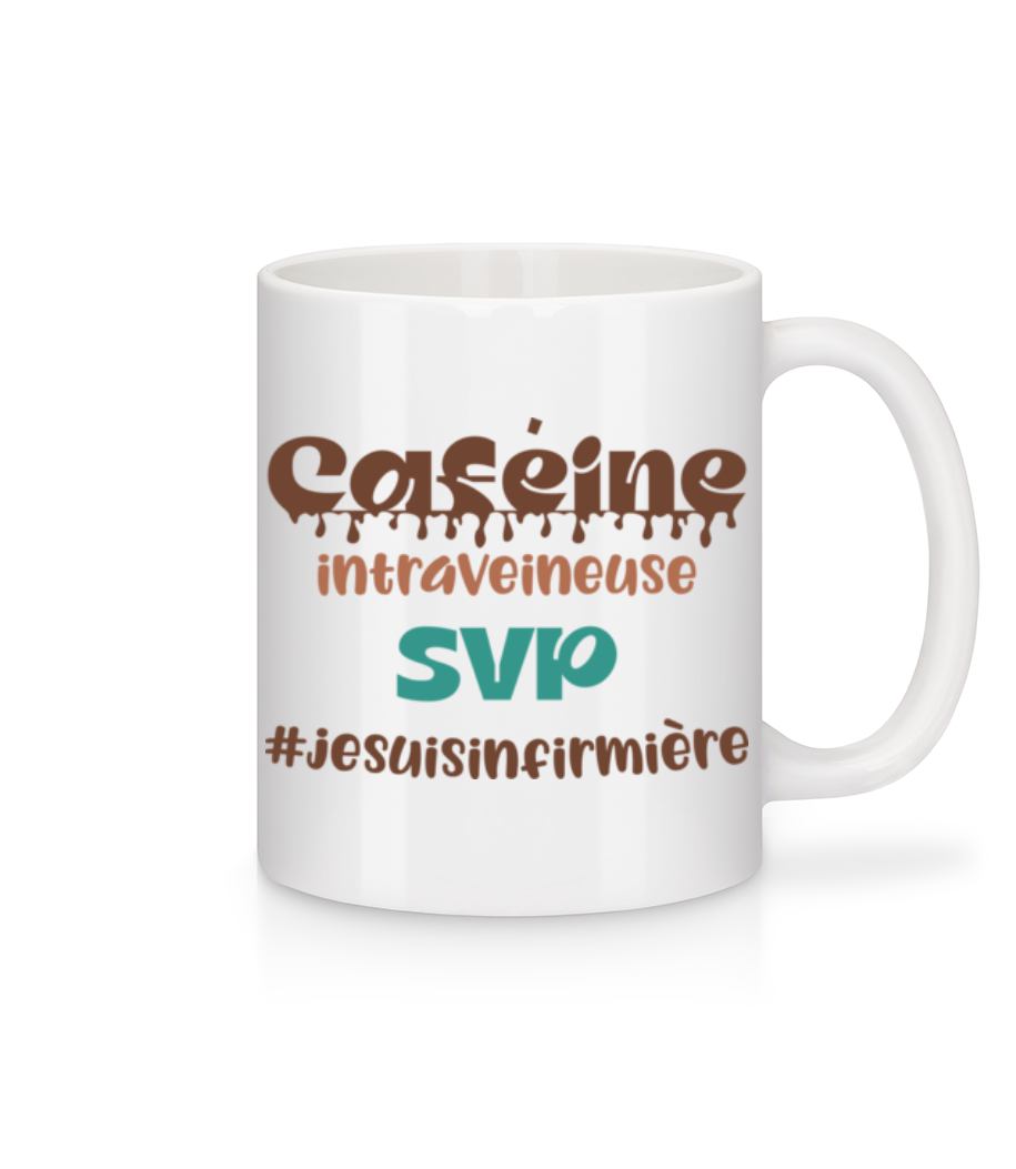 Caféine Intraveineuse SVP · Mug en céramique blanc