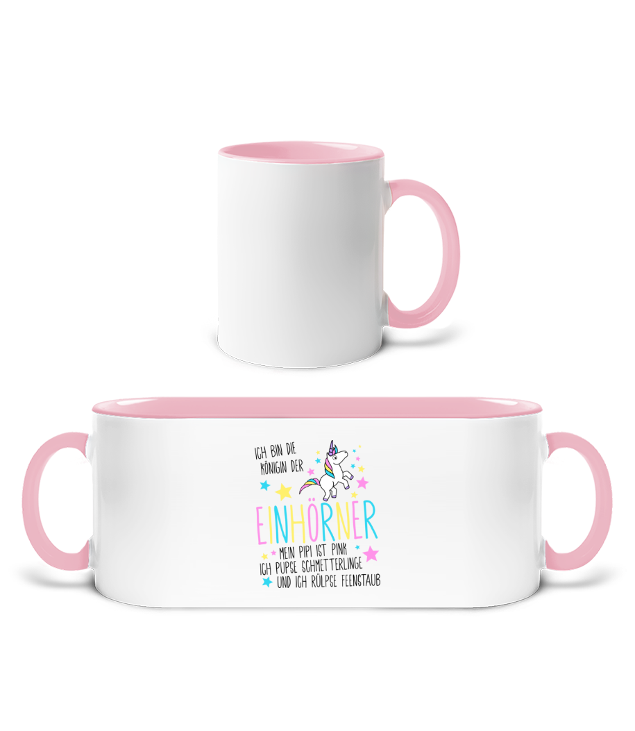 Vorschau: Königin Der Einhörner - Tasse zweifarbig - Weiß / Rosa - Vorne